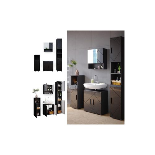 4066731002023 - Badmöbel Set Irma Spiegelschrank Unterschrank Hochschrank Midischrank Bad