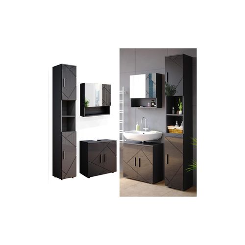 4251421963795 - Badmöbel Spiegelschrank Hochschrank Waschtischunterschrank Irma Anthrazit 4251421963795 - Badmöbel Spiegelschrank Hochschrank Waschtischunterschrank Irma Anthrazit