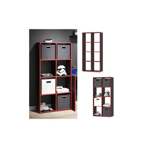 4066731037155 - Raumteiler Standregal Bücherregal 8 Fächer Scutum Schwarz Rot Hochregal 4066731037155 - Raumteiler Standregal Bücherregal 8 Fächer Scutum Schwarz Rot Hochregal