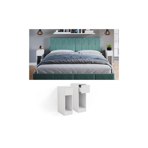 4066731048281 - Nachtschrank Nachttisch Beistelltisch Enton Weiß Kommode Schublade 2er Set 4066731048281 - Nachtschrank Nachttisch Beistelltisch Enton Weiß Kommode Schublade 2er Set