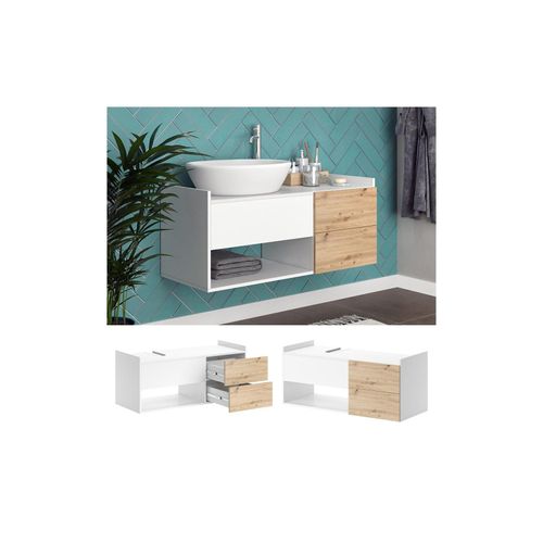 4066731326419 - Waschtischunterschrank Alf 105 x 45 cm Weiß Artisan Eiche Badezimmer 4066731326419 - Waschtischunterschrank Alf 105 x 45 cm Weiß Artisan Eiche Badezimmer