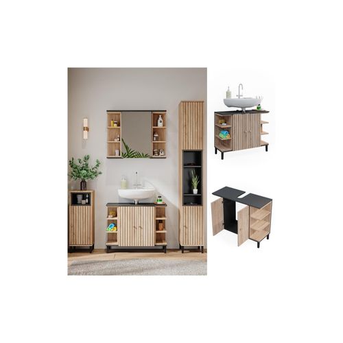 4066731276820 - Waschtischunterschrank Aquis 796 x 64 cm Sonoma Anthrazit Badezimmer