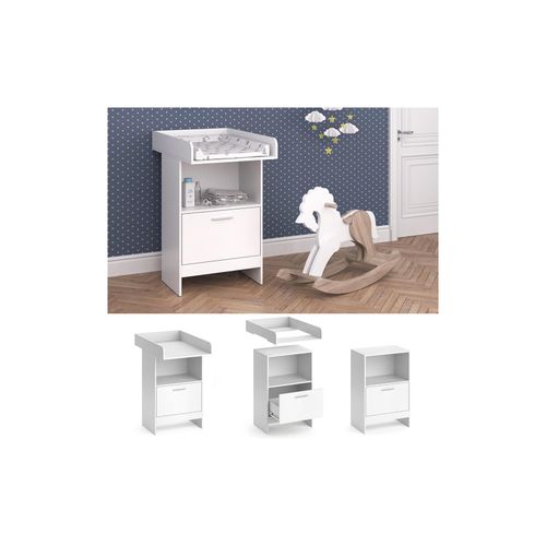 4066731029310 - Wickeltisch Wickelkommode Wickelschrank Leo Wickelaufsatz Schublade Weiß