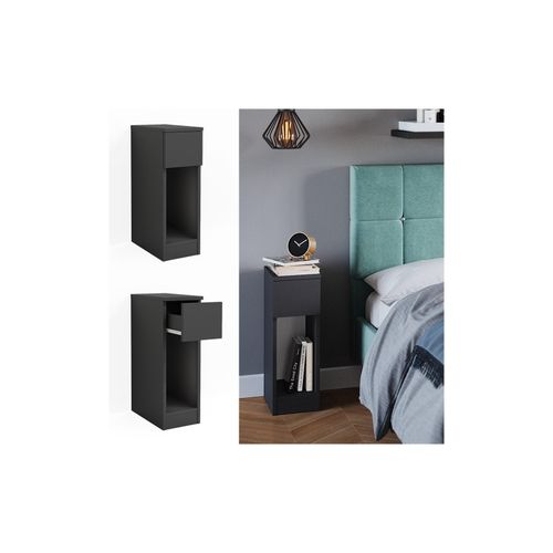 4066731232147 - Nachttisch Enton schwarz Schlafzimmerkommode 20x60 cm 4066731232147 - Nachttisch Enton schwarz Schlafzimmerkommode 20x60 cm