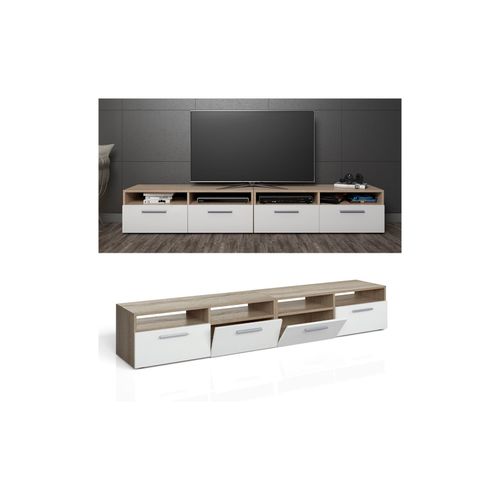 4260486835114 - Lowboard Diego Fernsehschrank Sideboard TV Fernsehtisch Sonoma Weiß 4260486835114 - Lowboard Diego Fernsehschrank Sideboard TV Fernsehtisch Sonoma Weiß