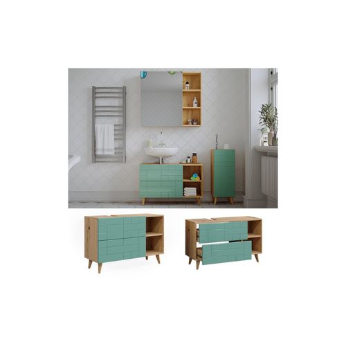 4066731329991 - Waschbeckenunterschrank Rudi Mintgrün 90 x 59 cm mit 2 Schubladen Vicco 4066731329991 - Waschbeckenunterschrank Rudi Mintgrün 90 x 59 cm mit 2 Schubladen Vicco