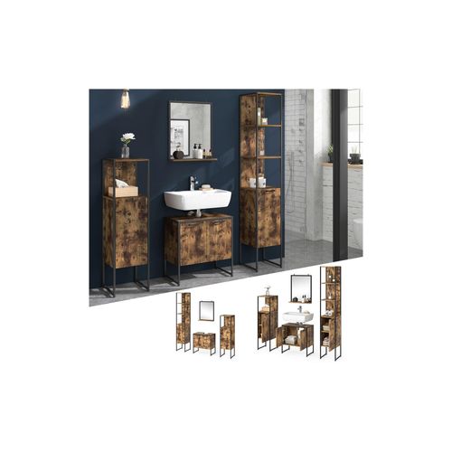 4251421948662 - Loft Badmöbel Set Fyrk Vintage Badspiegel Badschränke Waschtischunterschrank 4251421948662 - Loft Badmöbel Set Fyrk Vintage Badspiegel Badschränke Waschtischunterschrank