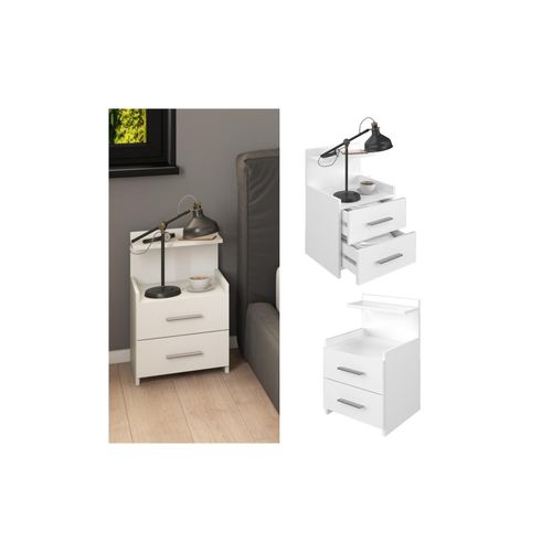 4251421964822 - Nachttisch Beistelltisch Nachtschrank Alpin weiß Nachtkommode 2 Schubladen 4251421964822 - Nachttisch Beistelltisch Nachtschrank Alpin weiß Nachtkommode 2 Schubladen