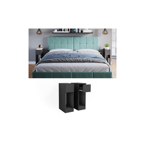 4066731232161 - Nachttisch Enton schwarz Schlafzimmerkommode 20x60 cm 2er Set