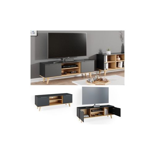 4066731028276 - Lowboard Fernsehschrank Sideboard Neptune TV-Fernsehtisch Anthrazit Buche