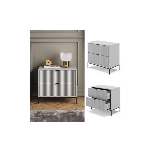 4066731273560 - Nachtkommode Eliza Grau 66 x 36 cm Nachttisch mit 2 Schubladen modern 4066731273560 - Nachtkommode Eliza Grau 66 x 36 cm Nachttisch mit 2 Schubladen modern