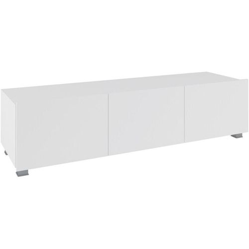 5905351285142 - Furnix - Lowboard pune 150 TV-Schrank für Wohnzimmer Weiß Weiß Glanz