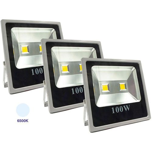 0604776210825 - Housecurity - outdoor led strahler 100W schlank 3 stück IP65 kaltes licht beleuchtung