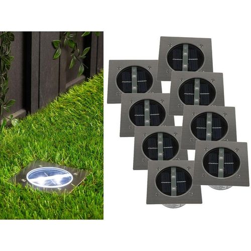 4260380825341 - Ranex - Solar led Bodeneinbaustrahler 8er set für Außen Edelstahl 4-eckig 10x10cm IP67