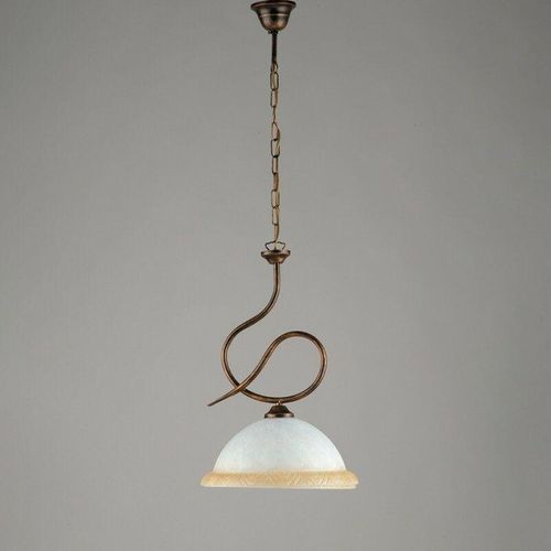 8050713211707 - Bonetti Illumina - Brown Gold Eisen Kronleuchter ein Licht Weiß und Bernstein Glas 30x h48 cm