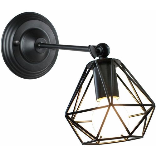 5713310845234 - Axhup - Wandleuchte Wand Lampe Im Industrial Stil Diamant Käfig E27 Fassung 1 Stück (Schwarz)