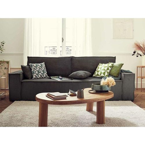 3701061724726 - Bestmobilier - Dellia – 3-sitzer sofa mit schlaffunktion – mit bettkasten – aus cord – zeitgenössischer stil - dunkelgrau