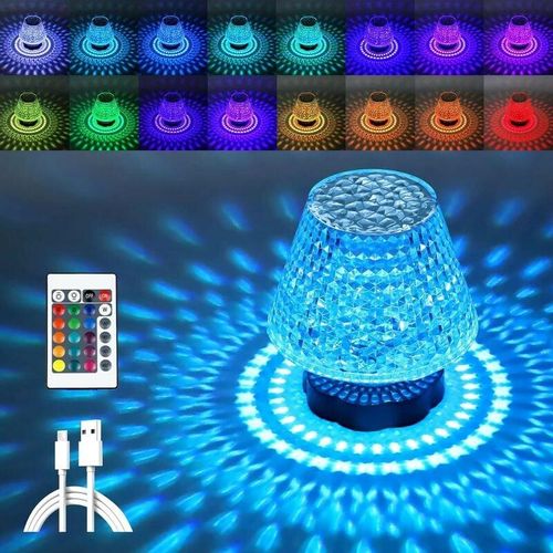 9075289915636 - Kinsi - Kristall-Tischlampe berührungsempfindliche RGB-LED-Nachttischlampe Touch-Nachtlampe mit 16 wechselnden Farben