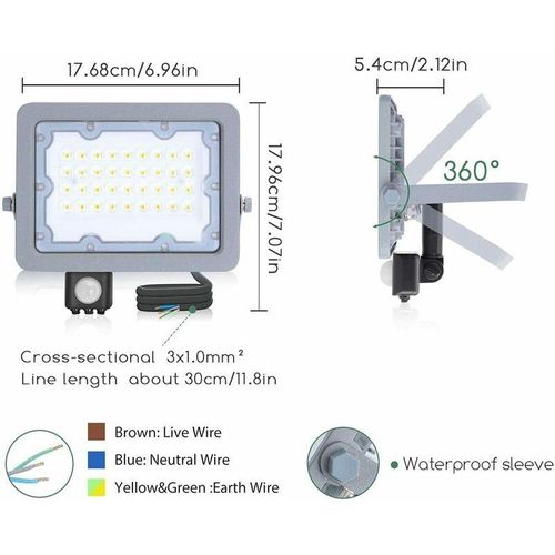 8433325213862 - Aigostar - led-leuchten mit krepuskularem sensor kalt natürlich slim aussen 10W 20W 30W-30Watt-Natürlich