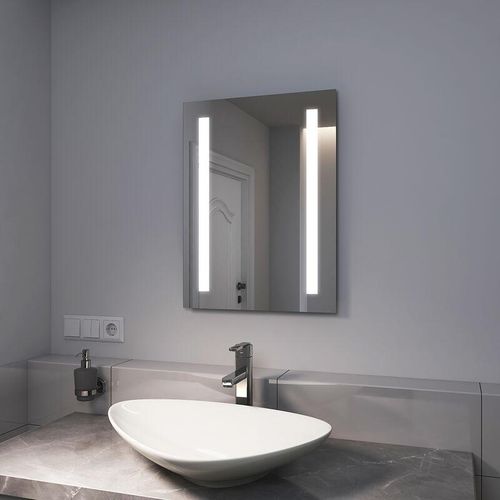 7445621446425 - Led Badspiegel 45x60cm Badezimmerspiegel mit Kaltweißer Beleuchtung - Emke 7445621446425 - Led Badspiegel 45x60cm Badezimmerspiegel mit Kaltweißer Beleuchtung - Emke