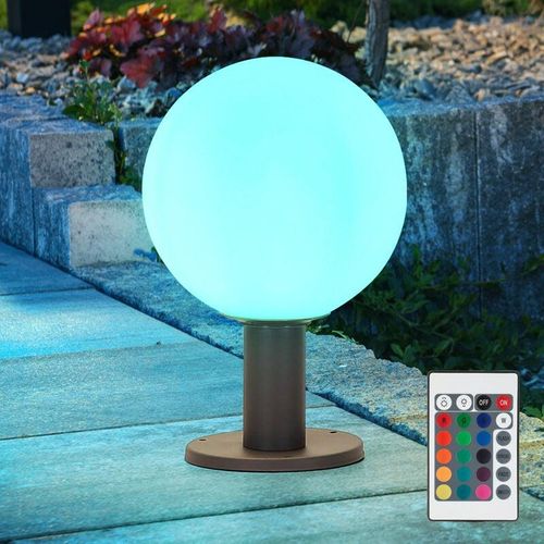 9007371470006 - - Garten Sockelleuchte Außenbeleuchtung Außen Außenlampe Stehlampe Alu Glas Fernbedienung dimmbar 1x rgb led 85W 806Lm DxH 25x38 cm