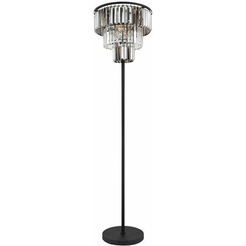 9007371487974 - - Stehlampe Glaskristalle Wohnzimmerlampe Standleuchte 3 flammig Metall schwarz matt Kristalle rauch klar 3x E27 DxH 40x180 cm 9007371487974 - - Stehlampe Glaskristalle Wohnzimmerlampe Standleuchte 3 flammig Metall schwarz matt Kristalle rauch klar 3x E27 DxH 40x180 cm