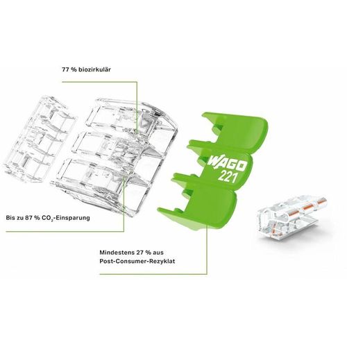 4066966355055 - Green Range nachhaltige Verbindungsklemme 2-Leiter bis 4mm² mit Hebel 5-Leiter 8 Stück - Wago