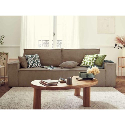 3701061724740 - Bestmobilier - Dellia – 3-sitzer sofa mit schlaffunktion – mit bettkasten – aus cord – zeitgenössischer stil - taupe - Taupe