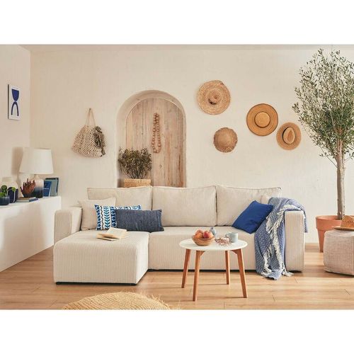 3701061730772 - Bestmobilier - Topaze – ecksofa beidseitig montierbar– 4-sitzer– schlaffunktion mit bettkasten – aus cord - beige - Beige