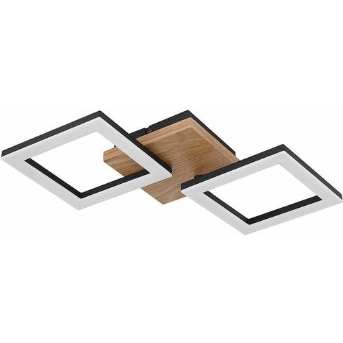 4059157329713 - Etc-shop - Wohnzimmerlampe Lampe Metall schwarz Deckenleuchte modern Holzleuchte bewegliche Elemente Holz 2x led 18 w 1200lm 3000K warmweiß LxBxH