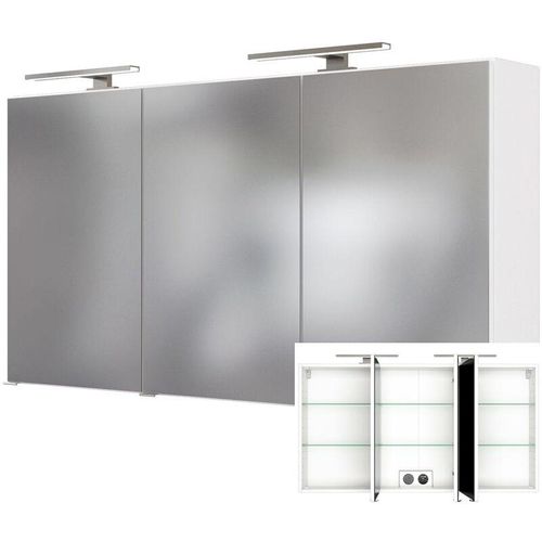 4251324916164 - Lomadox - 3D-Spiegelschrank 120cm in weiß GHOM-03 mit LED-Aufbauleuchte b h t ca 120 64 20 cm - weiß