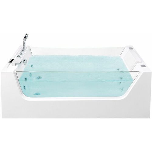 4251682261432 - Beliani - Whirlpool-Badewanne Weiß 170 x 80 cm Freistehend Sanitäracryl Beidseitiges Sichtfenster Rechteckig Badezimmer Elegantes Modernes Design