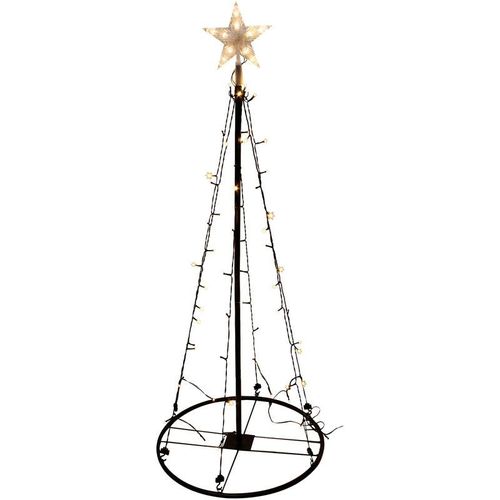 4260625744345 - Spetebo - led Lichterbaum mit Stern Spitze 120 cm - 70 led - Metall Weihnachtsbaum in schwarz warm weiß beleuchtet