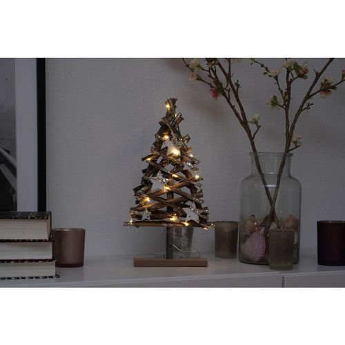 4260625744512 - Spetebo - led Holz Weihnachtsbaum 37 cm - 15 led - Deko Tannenbaum warm weiss beleuchtet