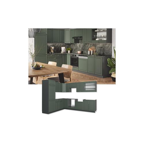 4066731051878 - Eckküche Küchenzeile Einbauküche Fame-Line Landhaus Anthrazit Grün Gold 227x287 cm Spülenunterschrank Schubunterschrank Eckunterschrank Herdumbauschrank Hängeschrank Kühlumbauschrank 4066731051878 - Eckküche Küchenzeile Einbauküche Fame-Line Landhaus Anthrazit Grün Gold 227x287 cm Spülenunterschrank Schubunterschrank Eckunterschrank Herdumbauschrank Hängeschrank Kühlumbauschrank