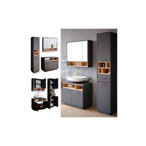 4251421956599 - Badmöbel Set Beatrice Spiegelschrank Waschtischunterschrank Hochschrank 4251421956599 - Badmöbel Set Beatrice Spiegelschrank Waschtischunterschrank Hochschrank