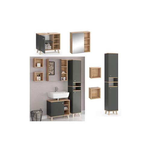 4251421976313 - Badmöbelset Hochschrank Waschtischunterschrank Spiegelschrank Senyo GK ANT 4251421976313 - Badmöbelset Hochschrank Waschtischunterschrank Spiegelschrank Senyo GK ANT