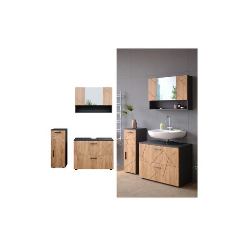 4066731227730 - Badmöbelset Irma Anthrazit Eiche modern 80 cm 30 cm Badezimmerschrank Badschrank Badezimmermöbel Waschtischunterschrank Spiegelschrank Midischrank Schranktür Schrankfach Schrankschublade 4066731227730 - Badmöbelset Irma Anthrazit Eiche modern 80 cm 30 cm Badezimmerschrank Badschrank Badezimmermöbel Waschtischunterschrank Spiegelschrank Midischrank Schranktür Schrankfach Schrankschublade
