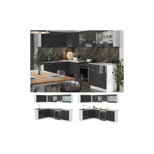 4066731231928 - Eckküche Küchenblock Einbauküche Rick Weiß Anthrazit Hochglanz 270 cm modern Küchen Schränke Spülenunterschrank Eck-Unterschrank Eck-Hängeschrank Arbeitsplatte Küchenmöbel Küchenzeile L-Küche 4066731231928 - Eckküche Küchenblock Einbauküche Rick Weiß Anthrazit Hochglanz 270 cm modern Küchen Schränke Spülenunterschrank Eck-Unterschrank Eck-Hängeschrank Arbeitsplatte Küchenmöbel Küchenzeile L-Küche