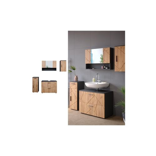 4066731227747 - Badmöbelset Irma Anthrazit Eiche modern 80 cm 30 cm Badezimmerschrank Badschrank Badezimmermöbel Waschtischunterschrank Spiegelschrank Midischrank Hängeschrank Schranktür Schrankschublade 4066731227747 - Badmöbelset Irma Anthrazit Eiche modern 80 cm 30 cm Badezimmerschrank Badschrank Badezimmermöbel Waschtischunterschrank Spiegelschrank Midischrank Hängeschrank Schranktür Schrankschublade
