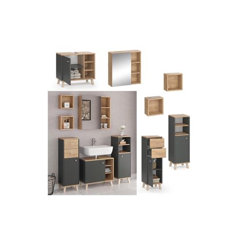4251421976238 - Badmöbelset Midischrank Waschtischunterschrank Spiegelschrank Senyo GK ANT 4251421976238 - Badmöbelset Midischrank Waschtischunterschrank Spiegelschrank Senyo GK ANT