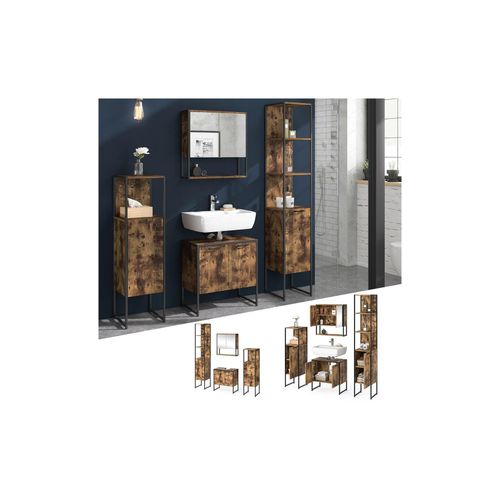 4251421948587 - Loft Badmöbel Set Fyrk Vintage Spiegelschrank Badschränke Waschtischunterschrank 4251421948587 - Loft Badmöbel Set Fyrk Vintage Spiegelschrank Badschränke Waschtischunterschrank
