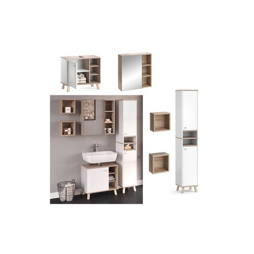 4251421976207 - Badmöbelset Hochschrank Waschtischunterschrank Spiegelschrank Senyo S W 4251421976207 - Badmöbelset Hochschrank Waschtischunterschrank Spiegelschrank Senyo S W