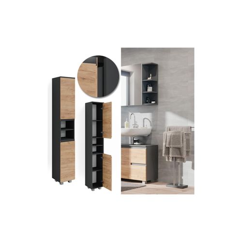 4066731058662 - Hochschrank Badschrank Badezimmermöbel J-shape Anthrazit Eiche modern 30x190cm Badezimmer Schrank Badmöbel Schranktür Schrankfach Aufbewahrung Ablage 4066731058662 - Hochschrank Badschrank Badezimmermöbel J-shape Anthrazit Eiche modern 30x190cm Badezimmer Schrank Badmöbel Schranktür Schrankfach Aufbewahrung Ablage