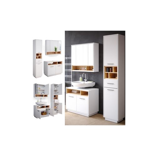 4251421956582 - Badmöbel Set Beatrice Spiegelschrank Waschtischunterschrank Hochschrank 4251421956582 - Badmöbel Set Beatrice Spiegelschrank Waschtischunterschrank Hochschrank