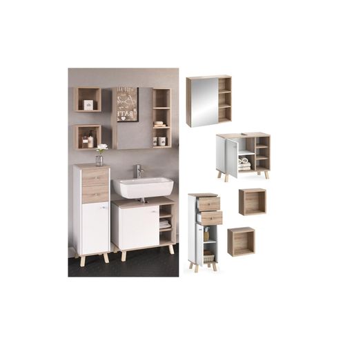 4251421976184 - Badmöbelset Midischrank Waschtischunterschrank Spiegelschrank Senyo S W
