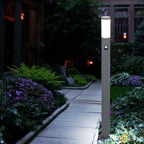 4059157154285 - Etc-shop - Garten Steh Lampe Außen Beleuchtung Edelstahl Bewegungsmelder Säule anthrazit Terrassen Wege Leuchte im Set inkl led Leuchtmittel