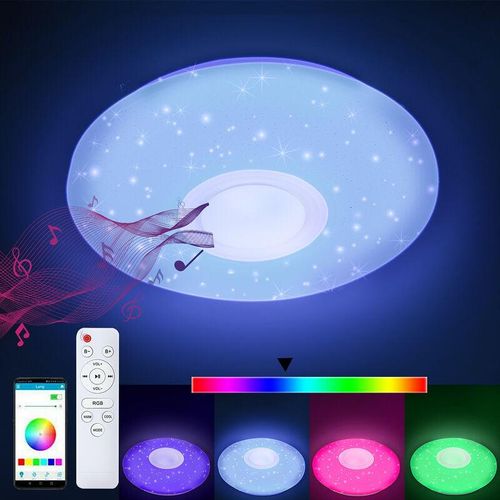 9441000428394 - SWANEW Lustre de plafond LED 36W avec effet ciel étoilé moderne gradable panneau et musique Bluetooth