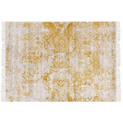 4251682293273 - Beliani - Teppich Beige u Senfgelb Viskose 140 x 200 cm Rechteckig Kurzflor mit Fransen Orientalisches Muster Rechteckig Wohnzimmer Schlafzimmer Flur 4251682293273 - Beliani - Teppich Beige u Senfgelb Viskose 140 x 200 cm Rechteckig Kurzflor mit Fransen Orientalisches Muster Rechteckig Wohnzimmer Schlafzimmer Flur