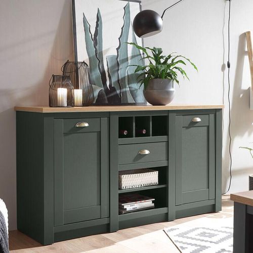 4251581575616 - Lomadox - Landhaus Anrichte Sideboard CINCINNATI-61 in grün mit Wotaneiche b h t 152 83 45cm - grün